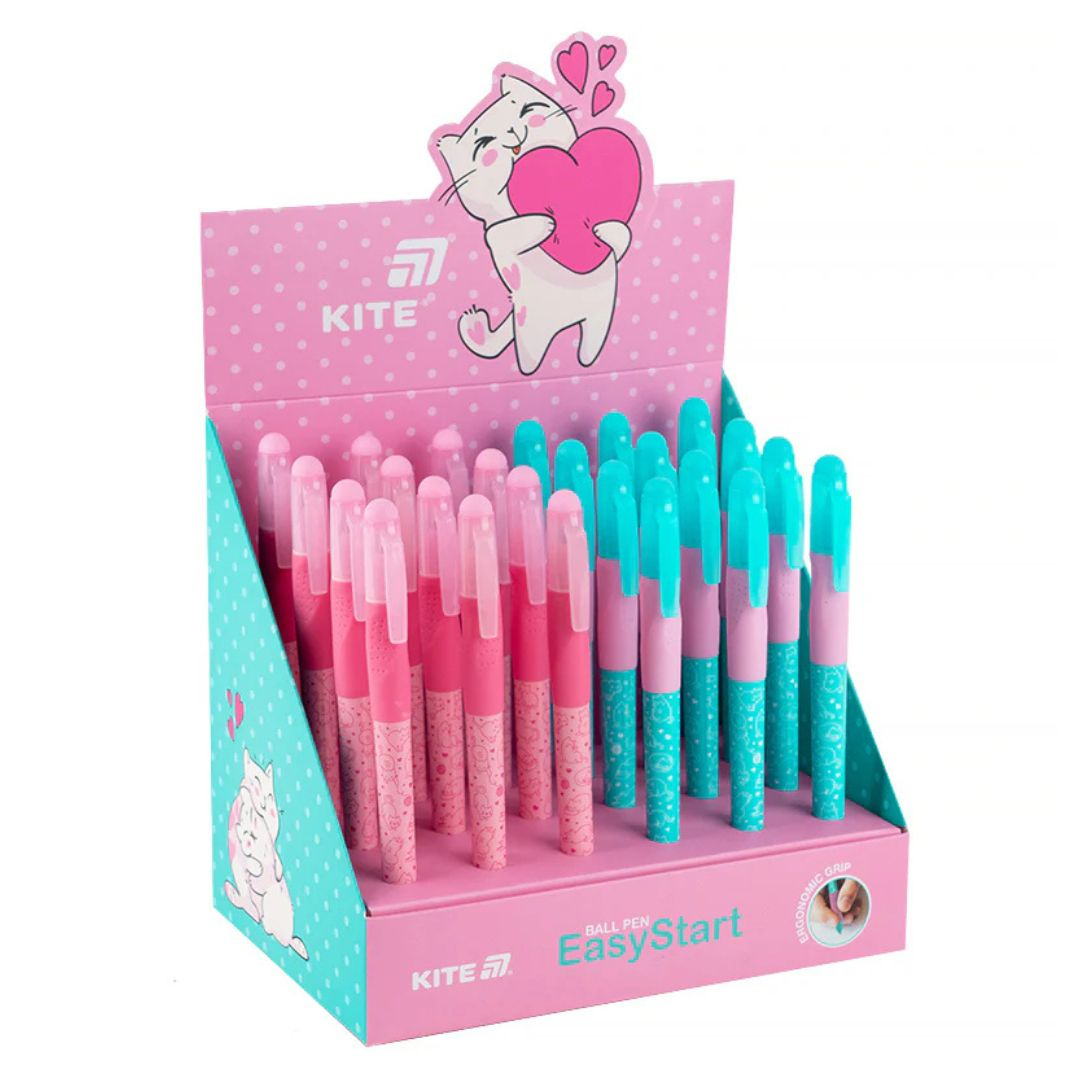 Ручка кулькова EasyStart. Kitty синя. KITE 25-099-2