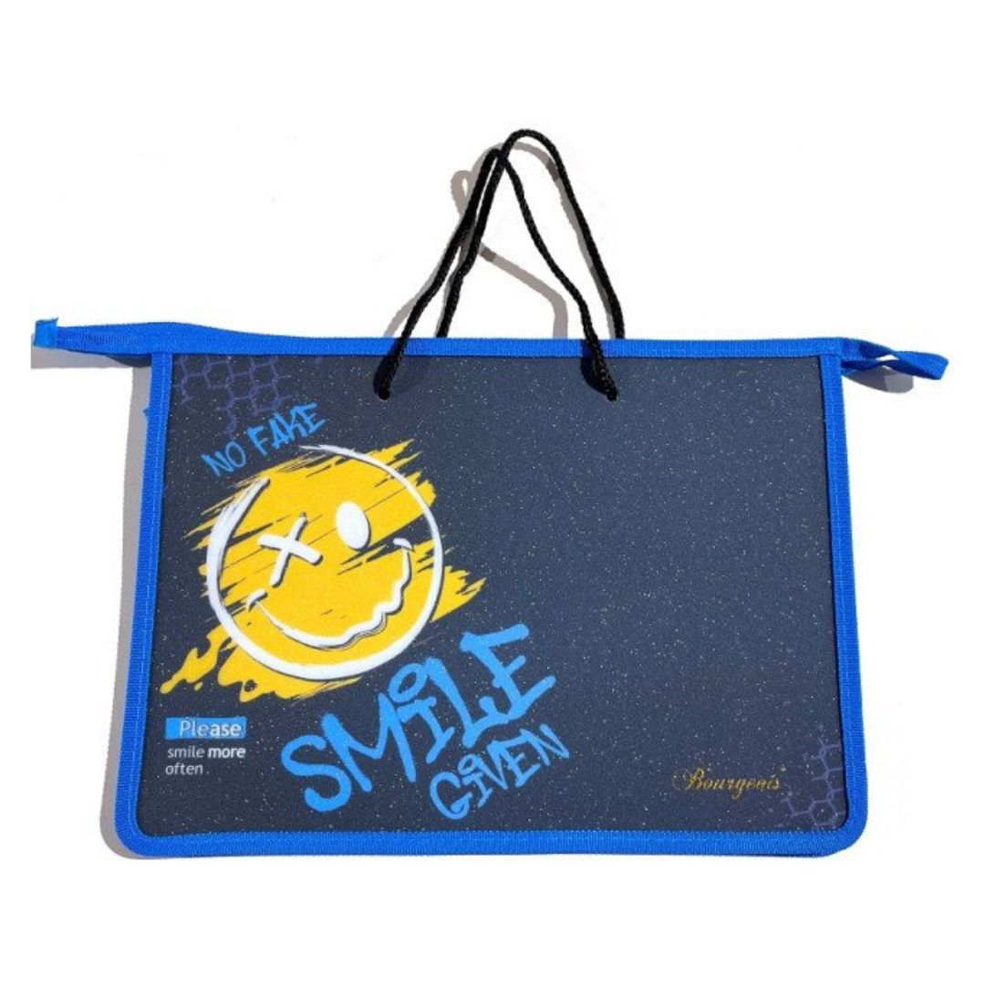 Папка-портфель на блискавці сяюча з ручками A4. Smile. МТ 233