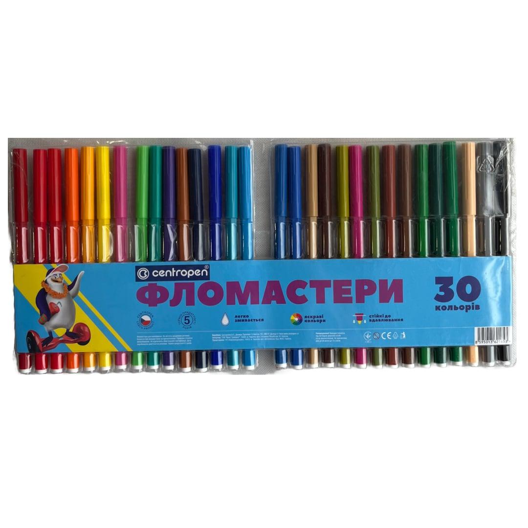 Фломастери 30кол. Centropen Пінгвіни 1мм.600м. Водорозчинні. Чехія 7790