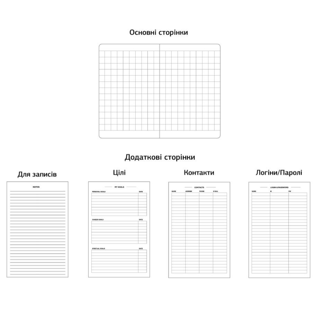 Блокнот А5 96арк. клітинка. твер/обкл. на гумці. 80г/м2. світло-блакитний.  Школярик 7113