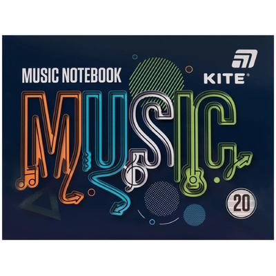 Зошит для нот А5. 20 аркушів. Music. Kite 26-405