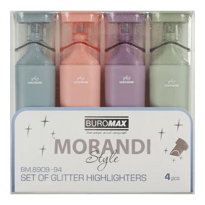 Набір текст-маркерів Morandi Style Glitter 4 кол. 2-4.5мм. Buromax 8909-94