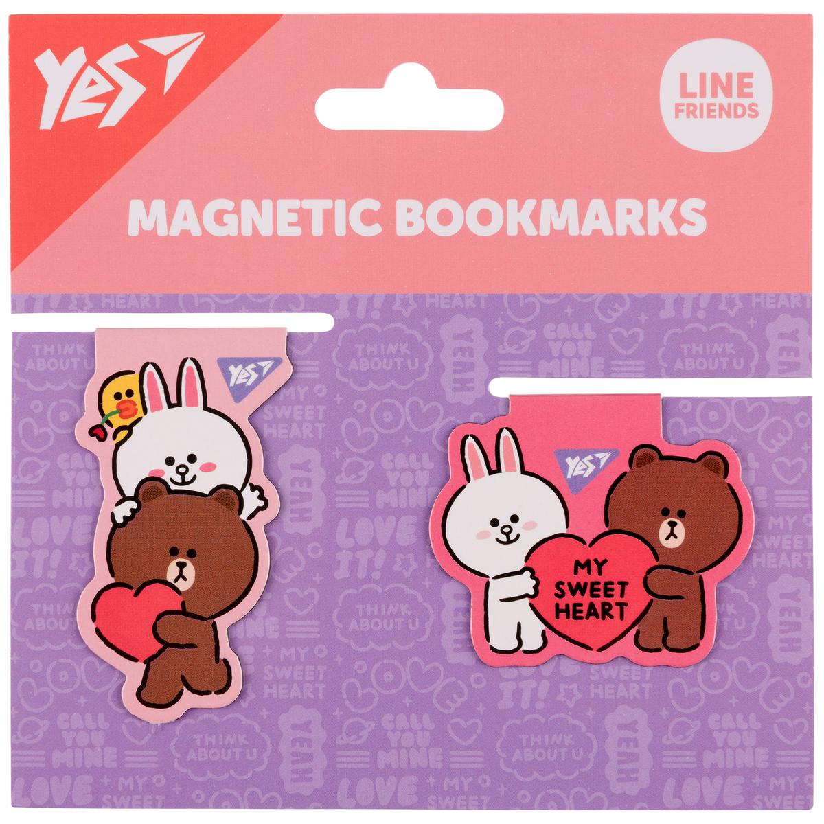 Закладки магнітні 2шт. Line Friends Sweet heart. Yes 708107
