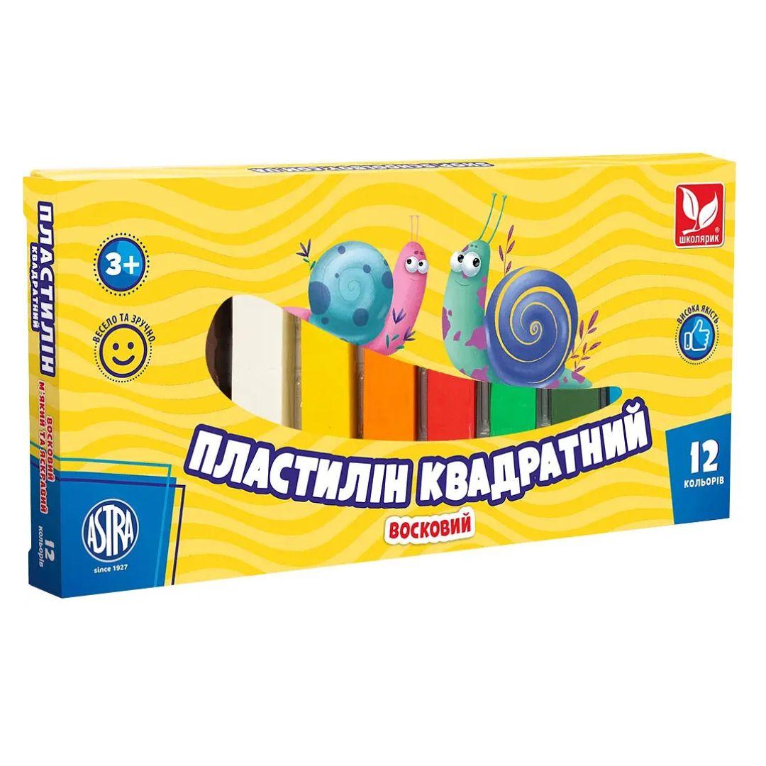 Пластилін квадратний восковий 12кол. М'який та яскравий. Школярик 83813908