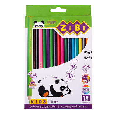 Олівці кольорові. 18кол. KIDS Line. дуже мякі і яскраві. ZIBI 2415