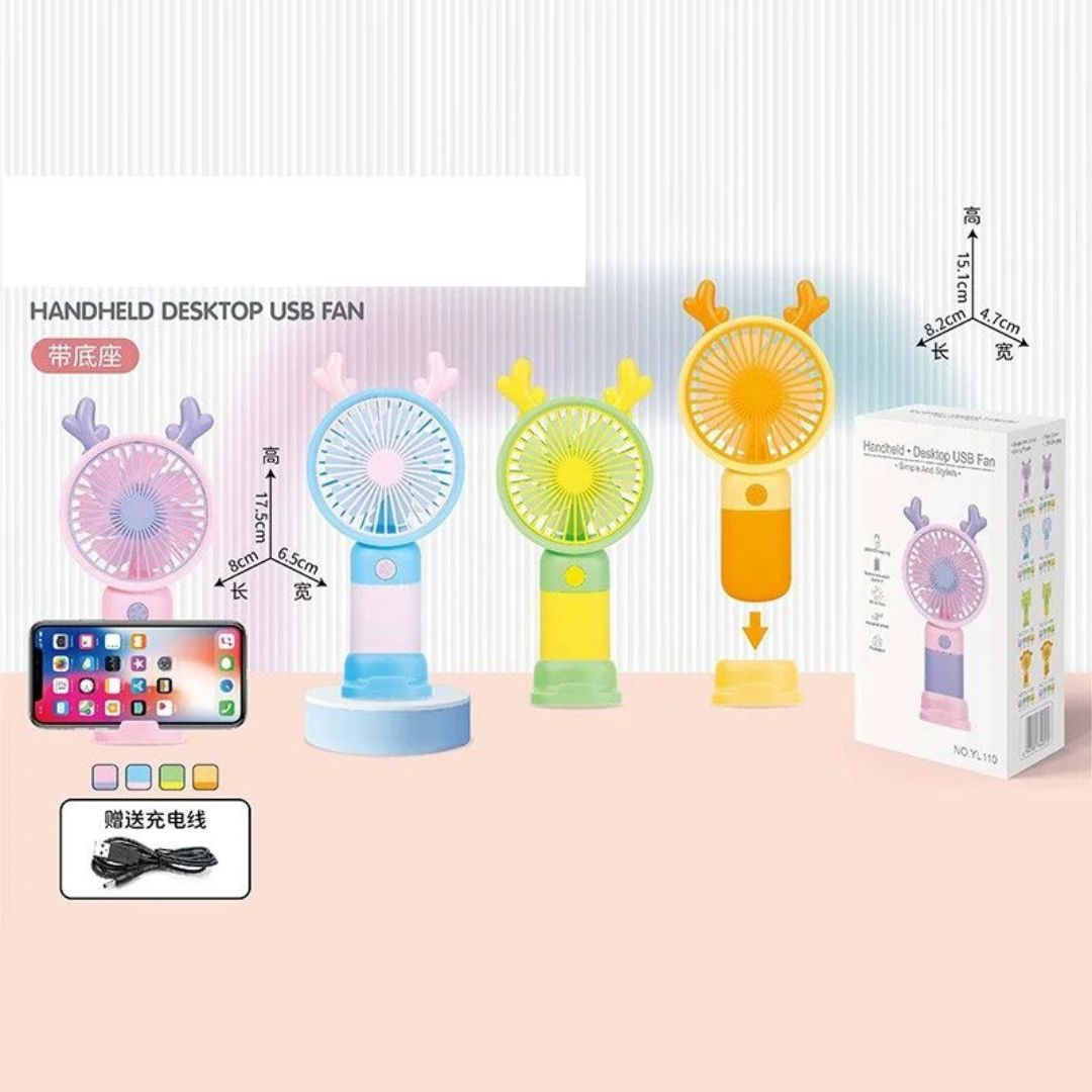 Вентилятор Handheld Desktop USB Fan вбудований акумулятор. USB кабель 300