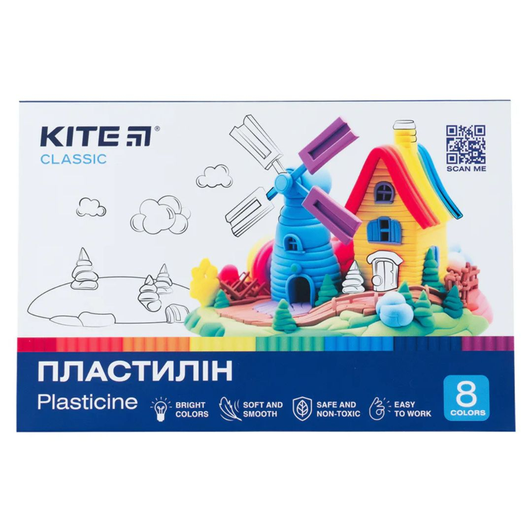 Пластилін дитячий 8 кольорів. Kite Classic К-082