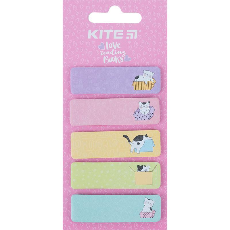 Стікери-закладки паперові 5*15*50мм 100шт. з клейким шаром. CATS. KITE 23-480-1