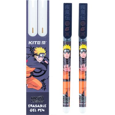 Ручка гелева Kite пиши-стирай 2шт у пеналі синя 0,5мм. Naruto 24-069