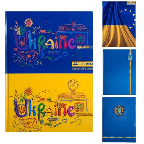 Книга канцелярська UKRAINE, А4, 96 л., клітинка, офсет, тверда ламінована обкладинка, асорті. BM. 2400-38