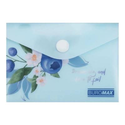 Папка-конверт на кнопці А7 пластикова Buromax. Arabeski блакитна 3923-52