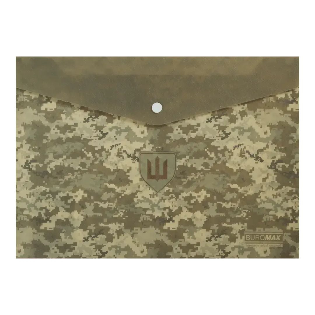Папка-конверт на кнопці А4 пластикова Buromax. Military 3943-04