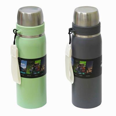 Термос металевий 600мл Sport Bottle з чашкою та кнопкою 2918
