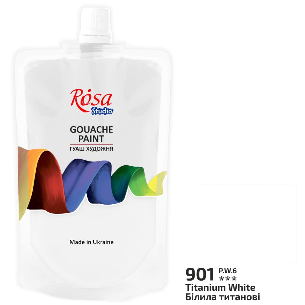Гуаш 200мл. білила титанові №901 дой-пак. Rosa Studio 323200901