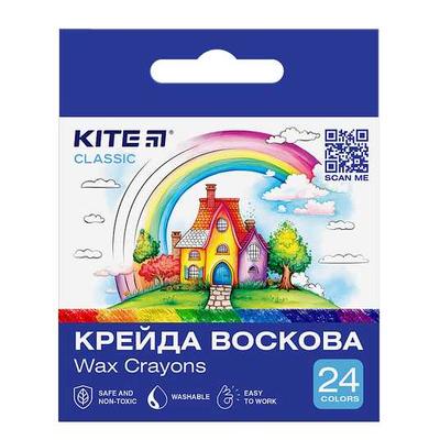 Олівці-крейда воскова 24кольори KITE Classic Wax Crayons к-1070