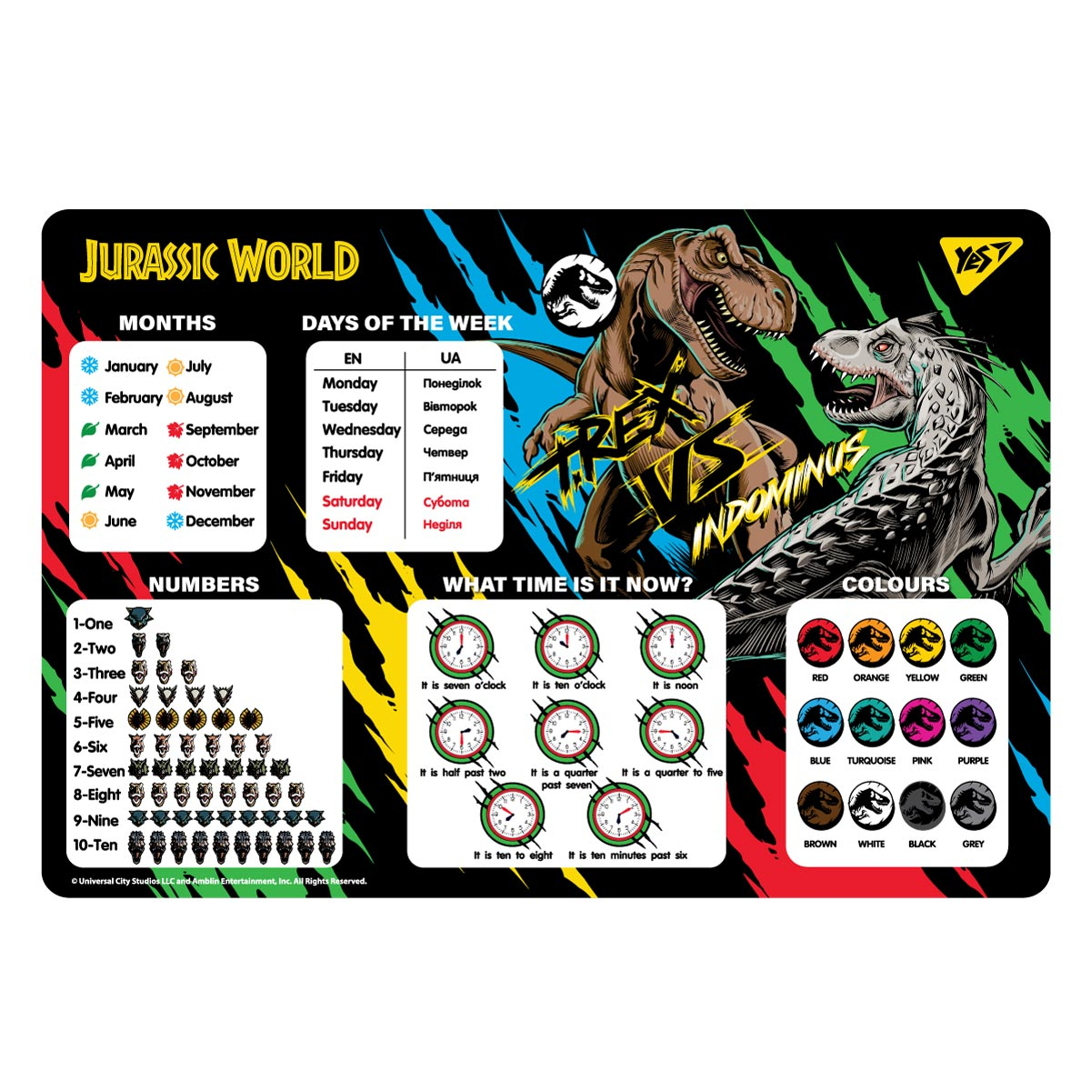 Килимок- підложка для дитячої творчості. Jurassic World. 43*29см. Yes 492064