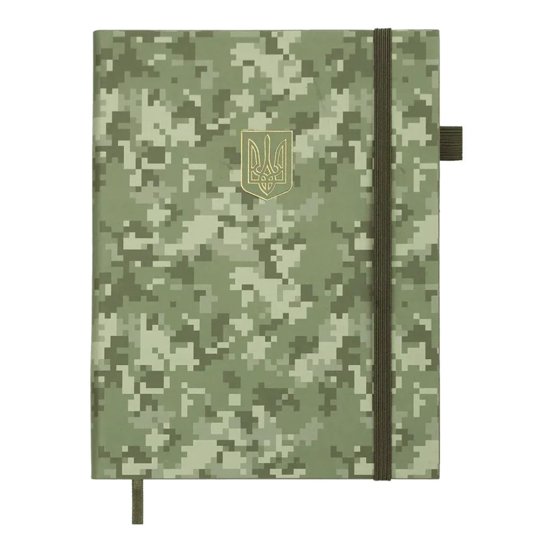 Блокнот діловий А5 датований MILITARY 2026. хакі штуч.шкіра. BUROMAX 21134-59
