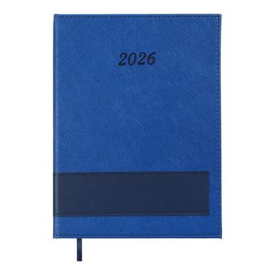 Блокнот діловий А5 датований PRESTIGE 2026. синій штуч.шкіра. BUROMAX 21147-02