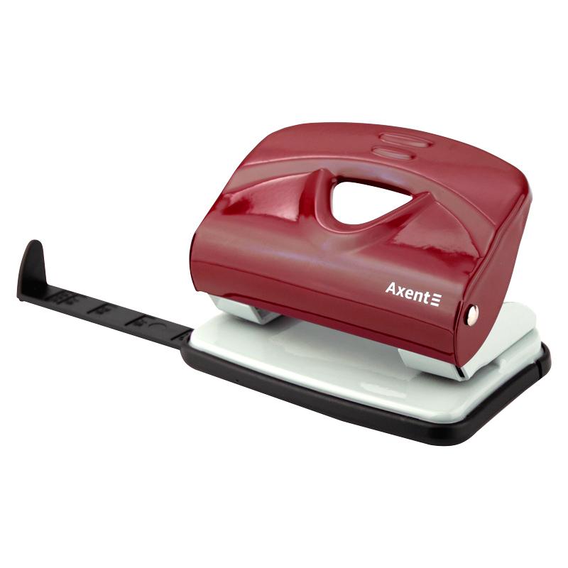 Діркопробивач AXENT Exakt-2 20аркушів, металевий з форматиром. Червоний 3920-06