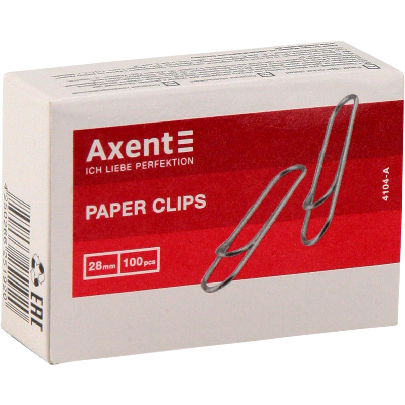 Скріпки 28мм, 100шт, круглі загнуті. Axent 4104