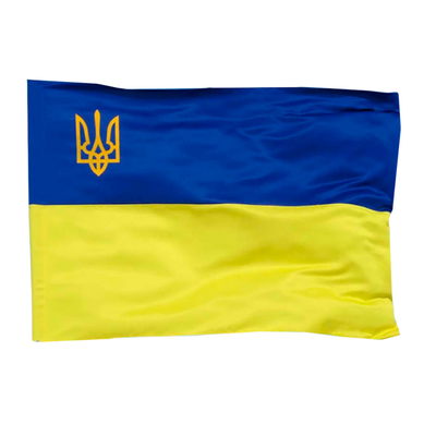 Прапор України з тризубом, 90*140см. атлас. Скріпка 782013