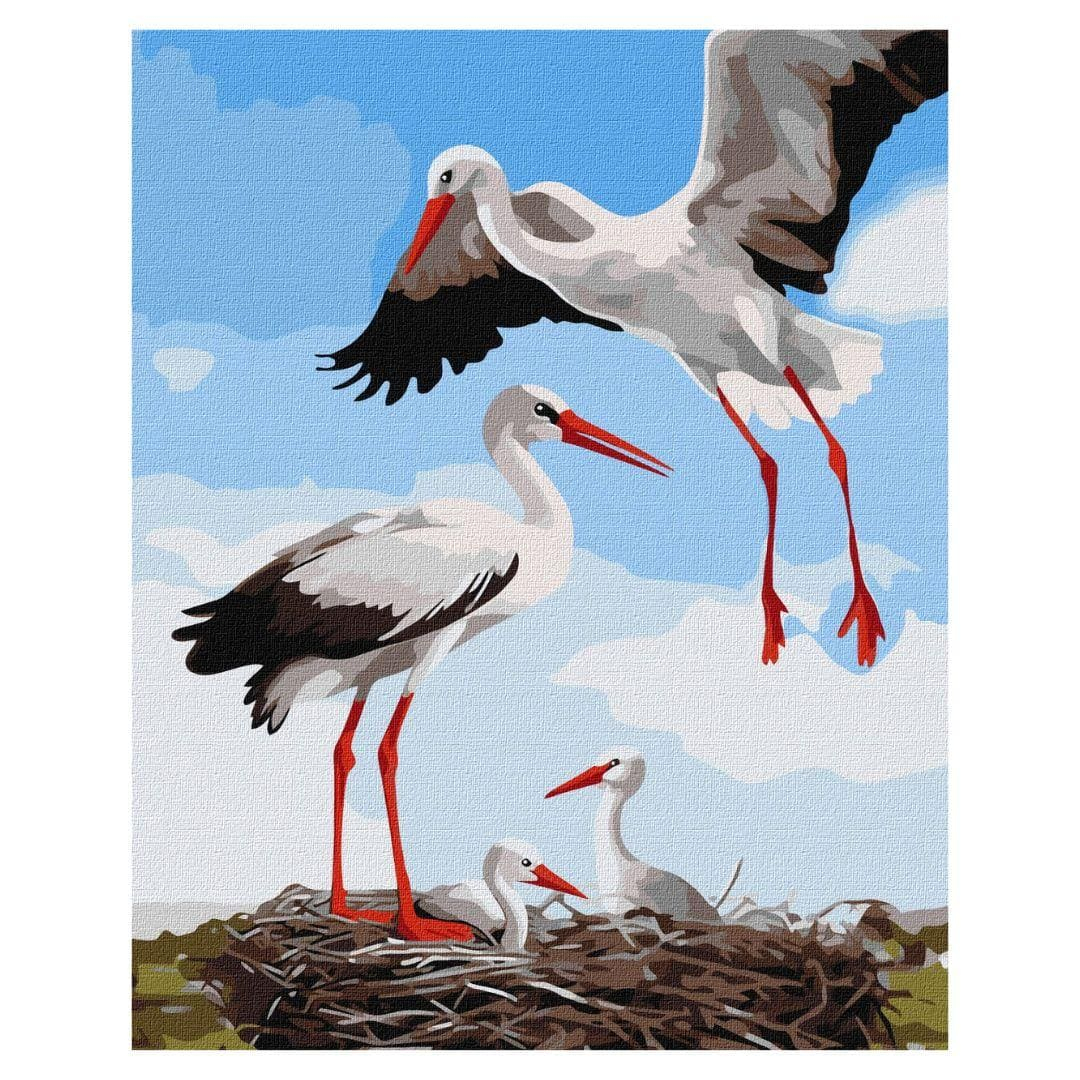 Картина по номерах. Сім'я лелек 40*50см. Ідейка 6603