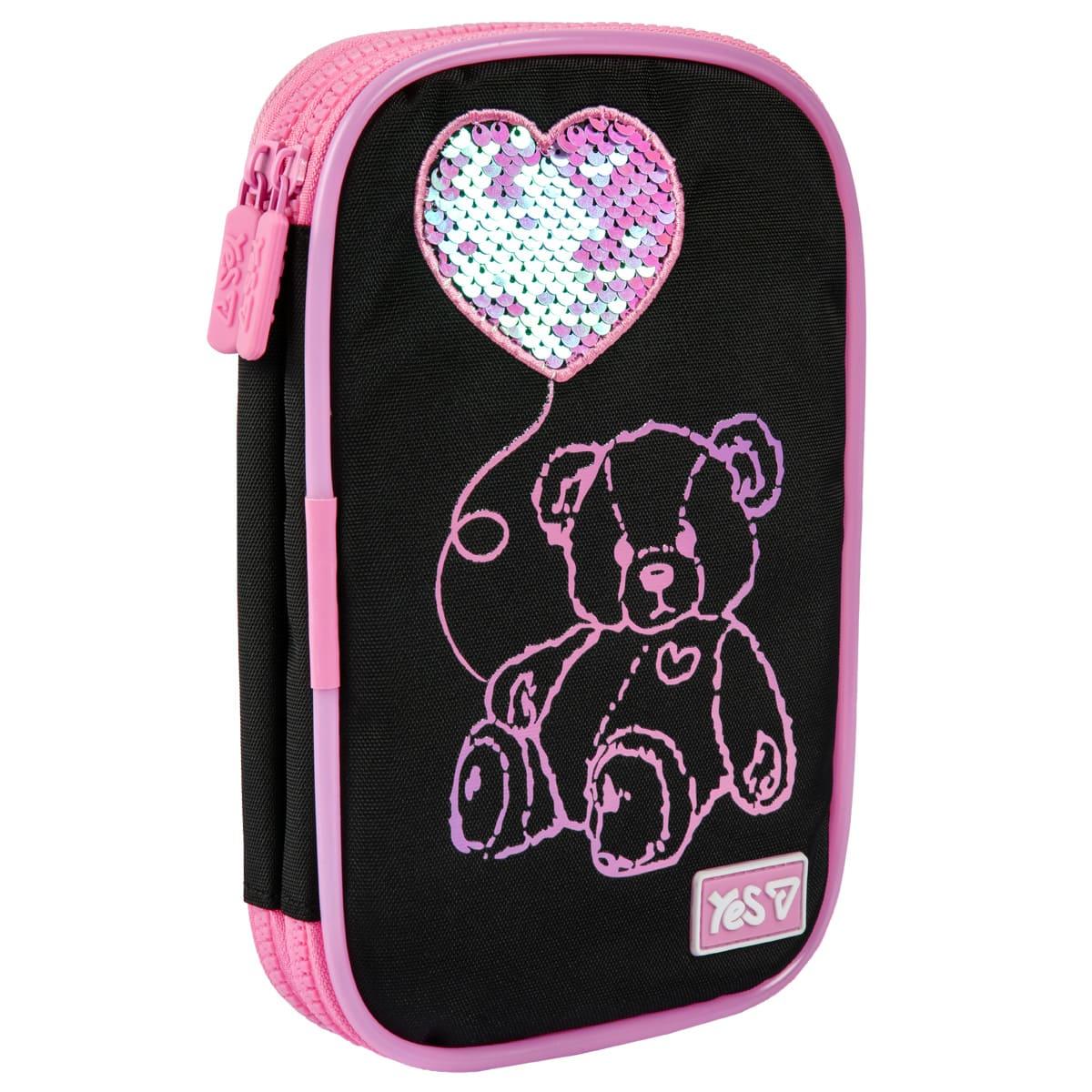Пенал-книжка тканевий на 2 відділення. Pink bear з підсвіткою. Yes 533777