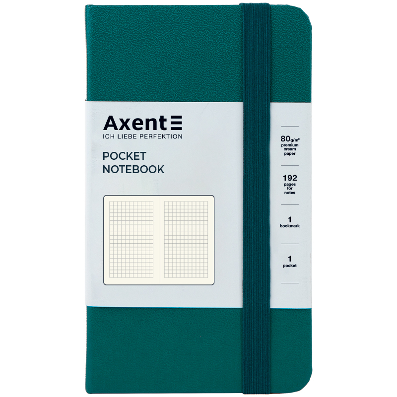 Блокнот А6. 96 аркушів, клітинка, PARTNER. Смарагд. AXENT. 8301-31