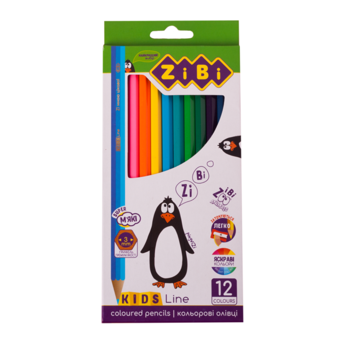 Олівці кольорові 12кол. KIDS Line. дуже мякі і яскраві. ZIBI 2414