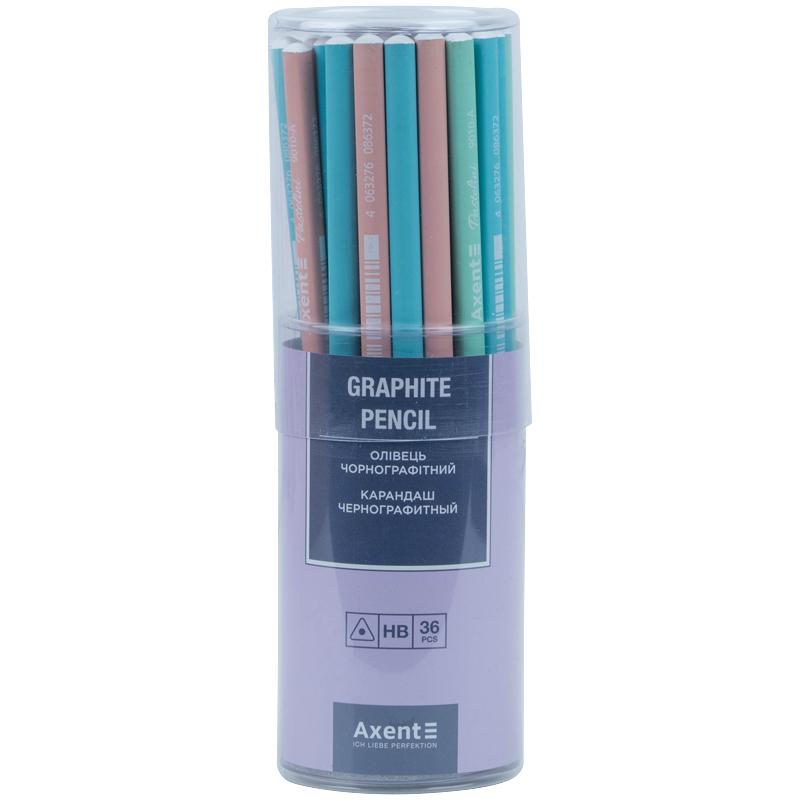 Олівець графітовий НВ без гумки Pastelini AXENT. трьохгранний 9010