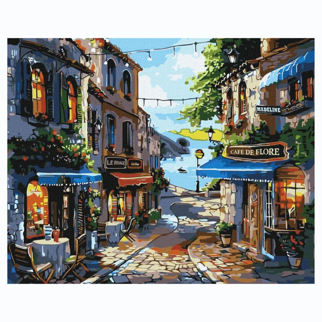 Картина по номерах. Ресторан на узбережжі. 40*50 см. Плівка. Ідейка. 3652