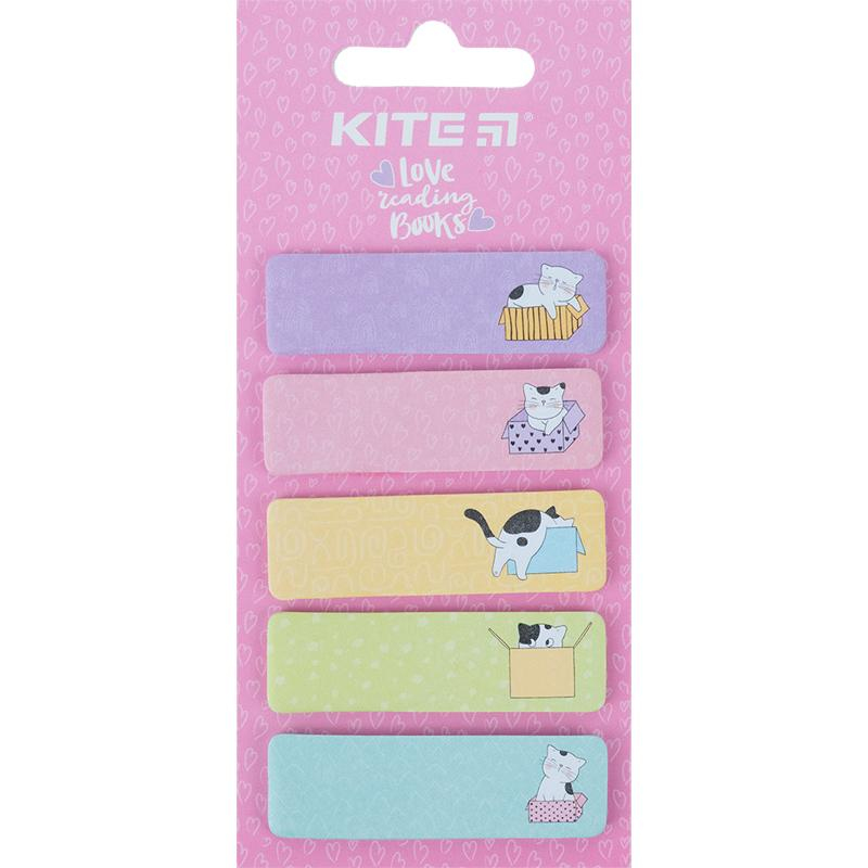 Стікери-закладки паперові 5*15*50мм 100шт. з клейким шаром. CATS. KITE 23-480-1