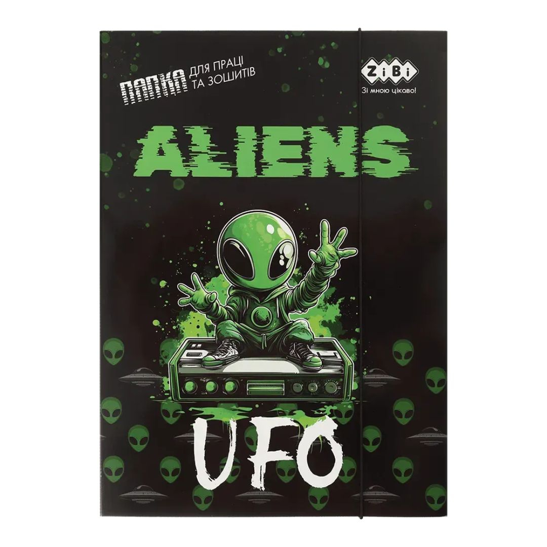 Папка для праці та зошитів А4  UFO. картонна на гумці. Kids Line 14940-01