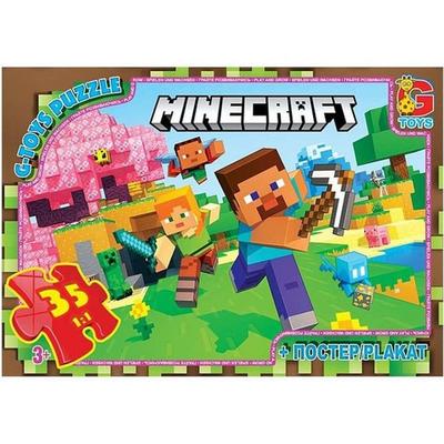 Пазл на 35 елем. + постер Minecraft. G-toys 797