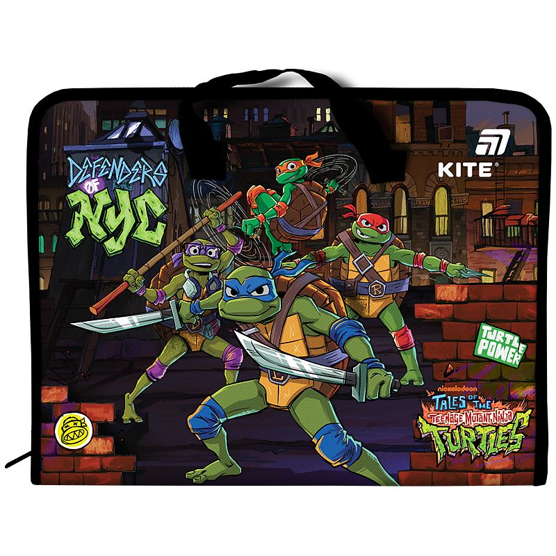 Папка-портфель на блискавці 1 відділення. Turtles. Kite 25-202