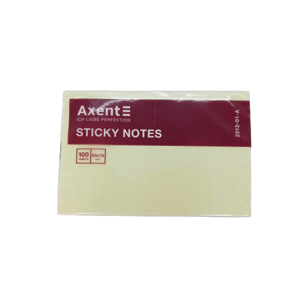 Стікери 50*75мм з клейким шаром. Жовті.  Delta. AXENT. 2312-01