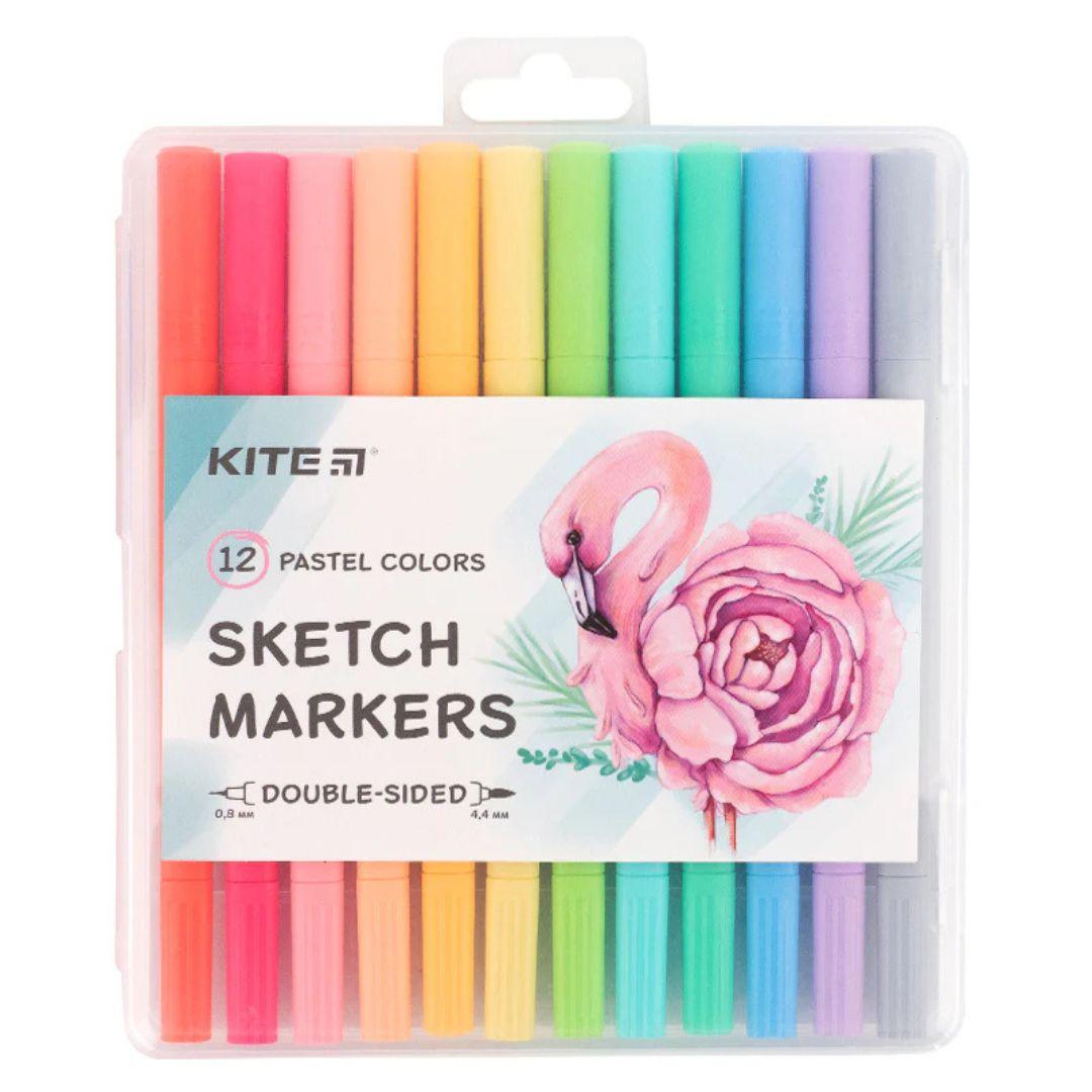 Набір скетч-маркерів 12 кольорів Pastel пастельні. KITE К22-045