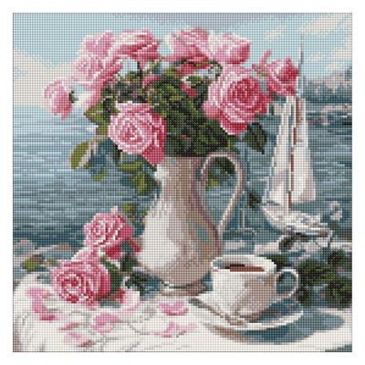 Діамантова мозаїка 40*40см. Ранкові троянди. Ідейка. 8341