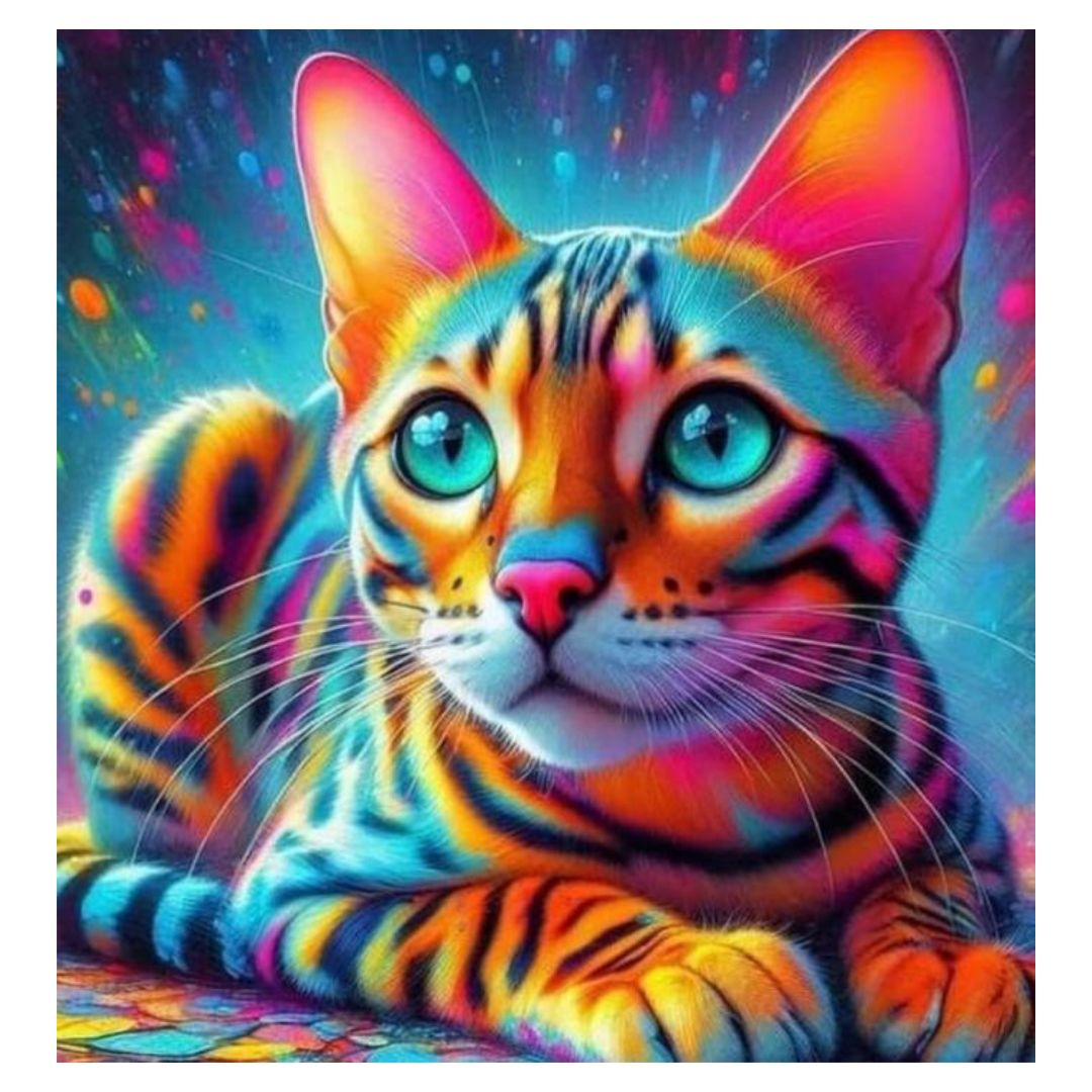 Діамантова мозаїка 25*25 Яскравий котик. ДП 90944