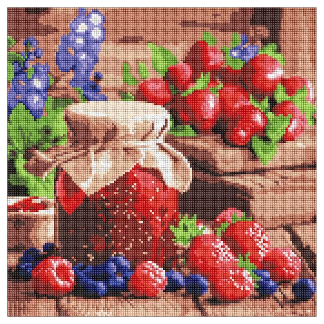 Діамантова мозаїка 40*40см. Малинове варення. Ідейка 8082