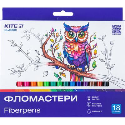 Фломастери 18 кольорів. Kite Classic 448