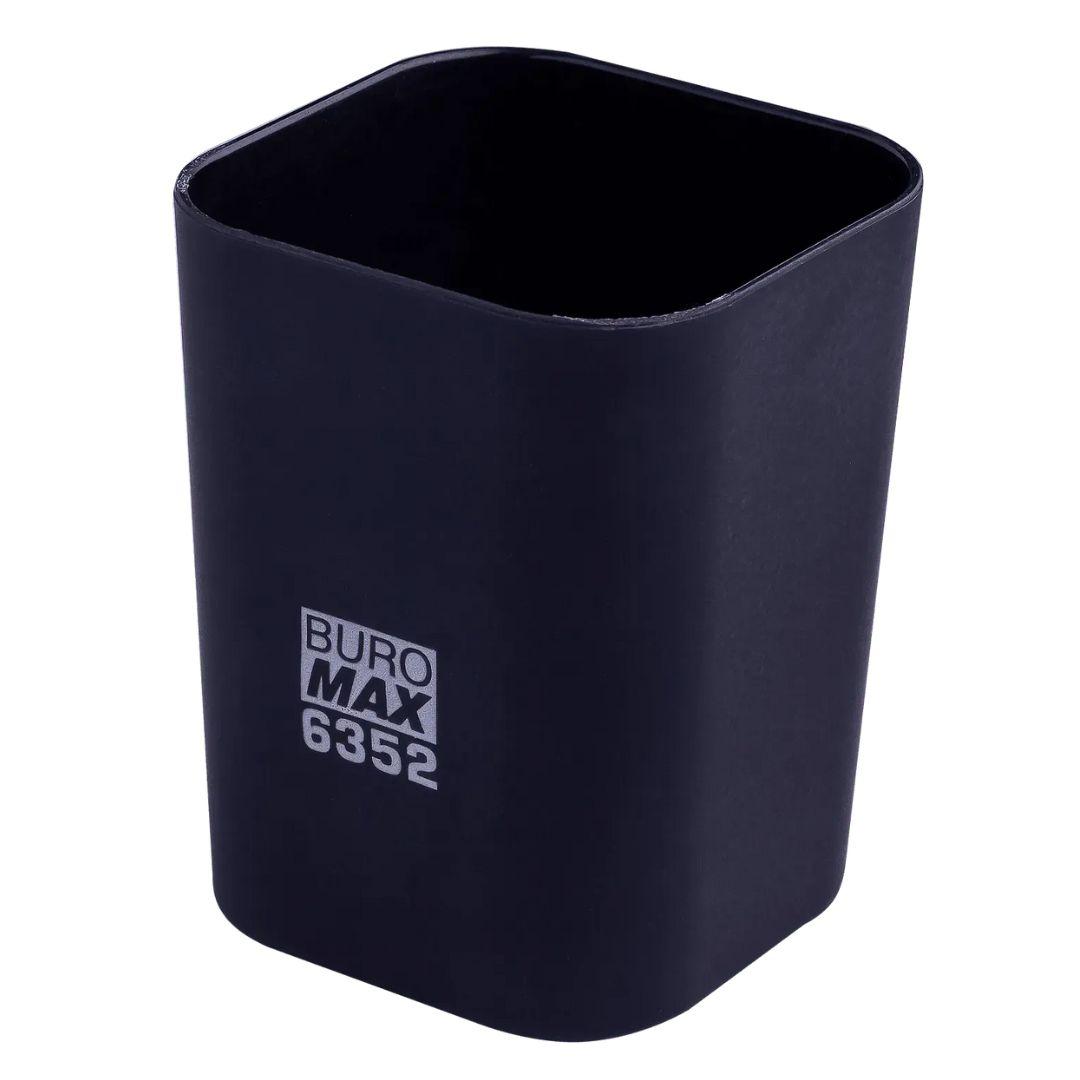 Стакан для ручок пластиковий RUBBER TOUCH, чорний. BM. 6352-01