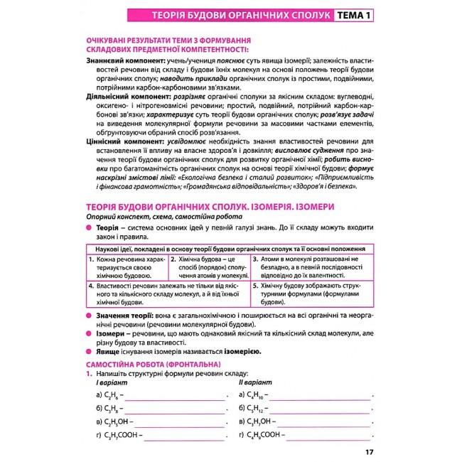 Хімія.10кл. Робочий зошит. Стандарт рівень. Савчин. ВНТЛ. 046
