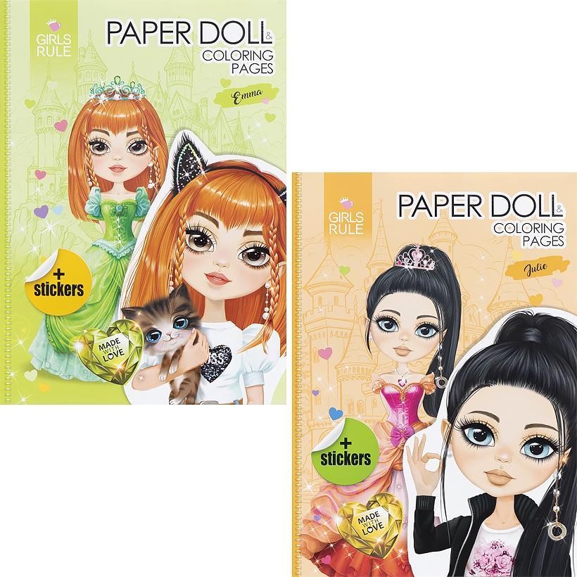 Розмальовка, Paper Doll Coloring Pages. stickers. 8 арк, 210*297, Фреш 23267