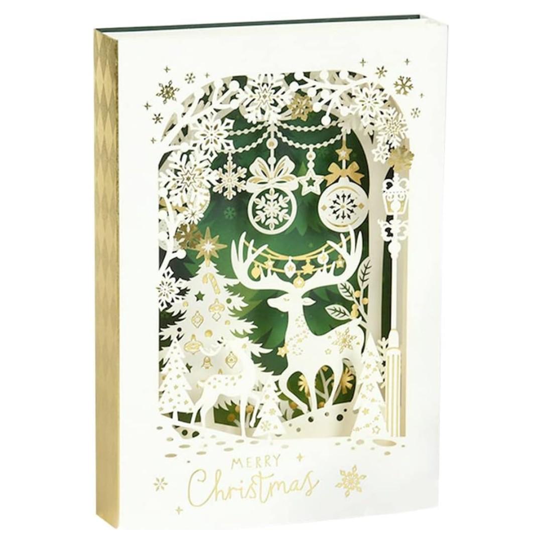 Листівки новорічні Christmas card. Багатошарова. Товста золота оборка з ромбами 2408