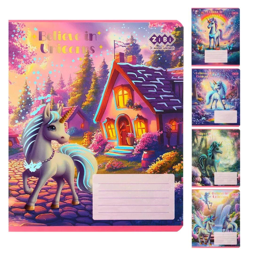 Зошит А5. 12 аркушів. Лінія. Unicorn. ZIBI 3463
