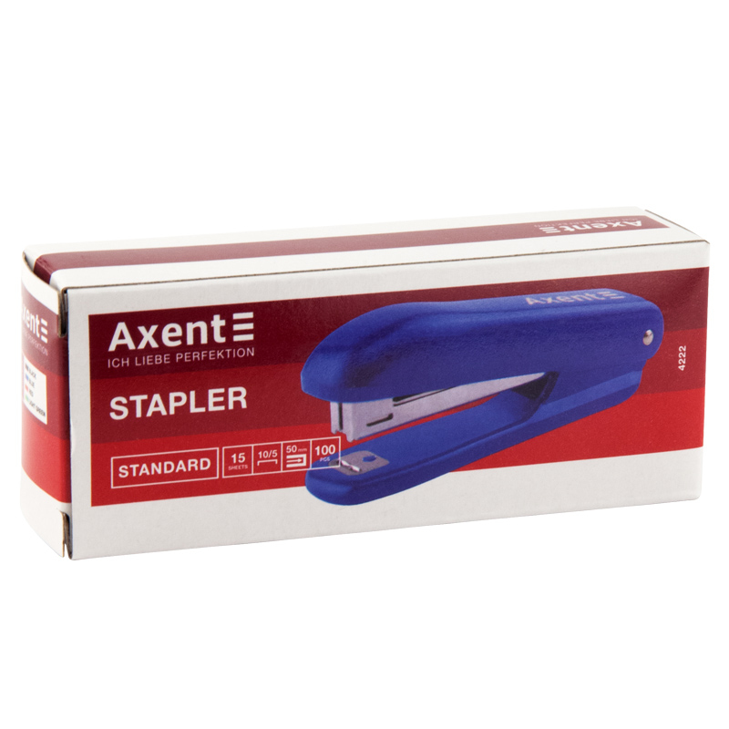 Степлер №10 AXENT. (15арк) синій корпус. 4222-02