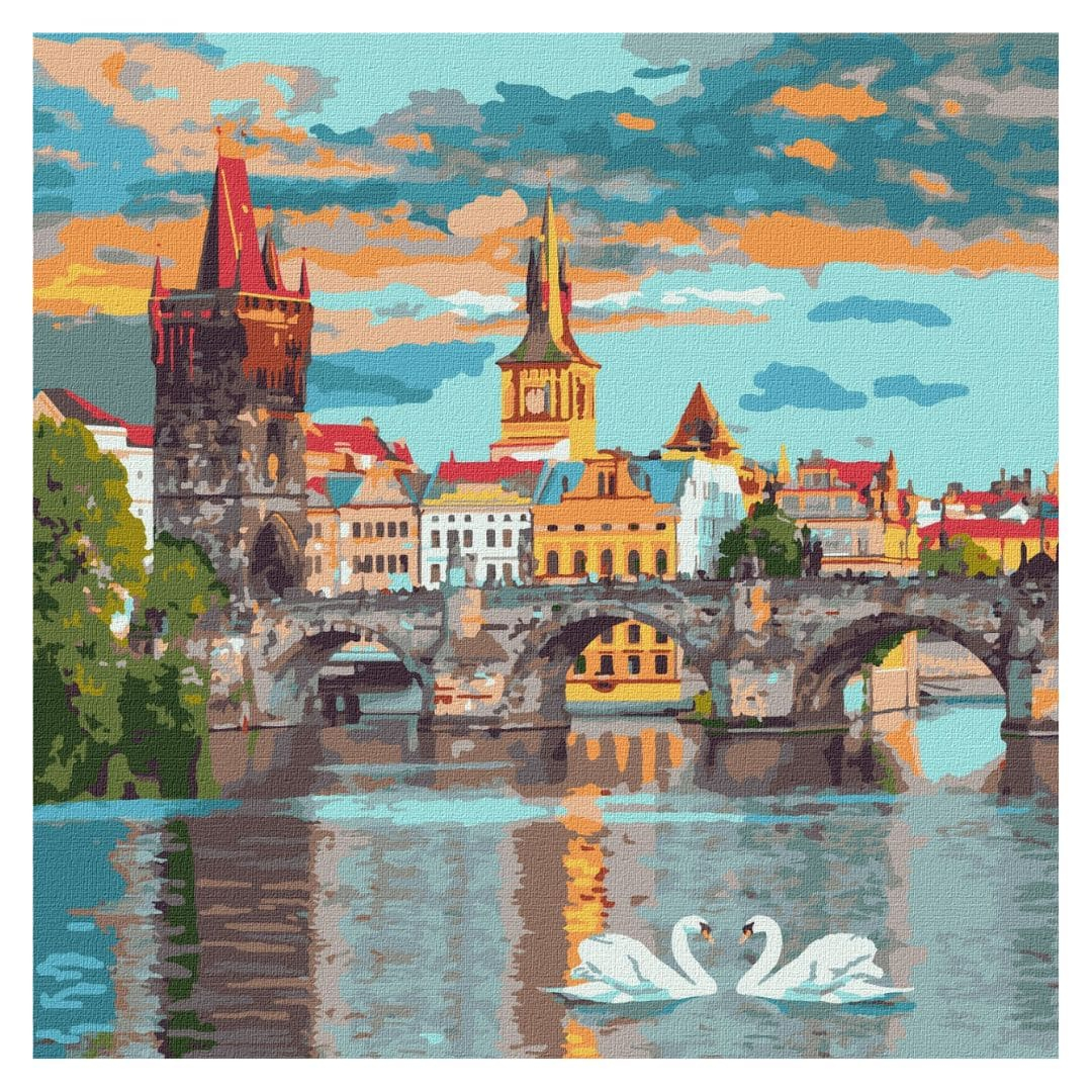 Картина по номерах. Вечірня Прага. 40*40см. Ідейка 3616