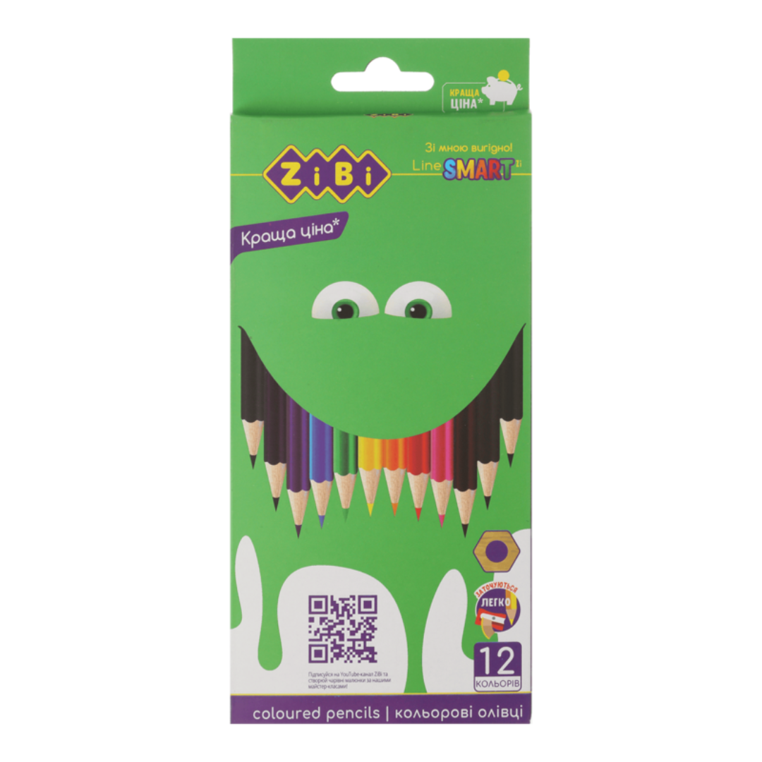 Олівці кольорові. 12кол. KIDS Line. дуже мякі. ZIBI 2424