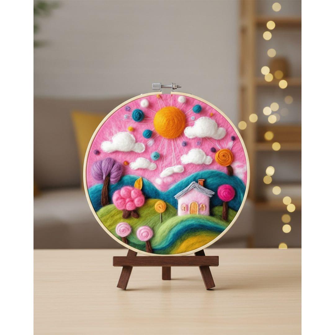 Набір для валяння картини з вовни. Світ рожевих мрій. Brushme DIY 006